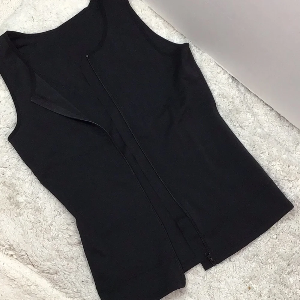 Black zip front shapewear tank XL 40% spandex